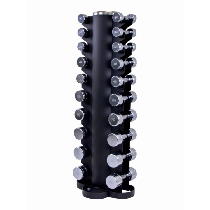 Crossmaxx LMX80.TD chromuotų hantelių rinkinys su stovu 2x1-10kg