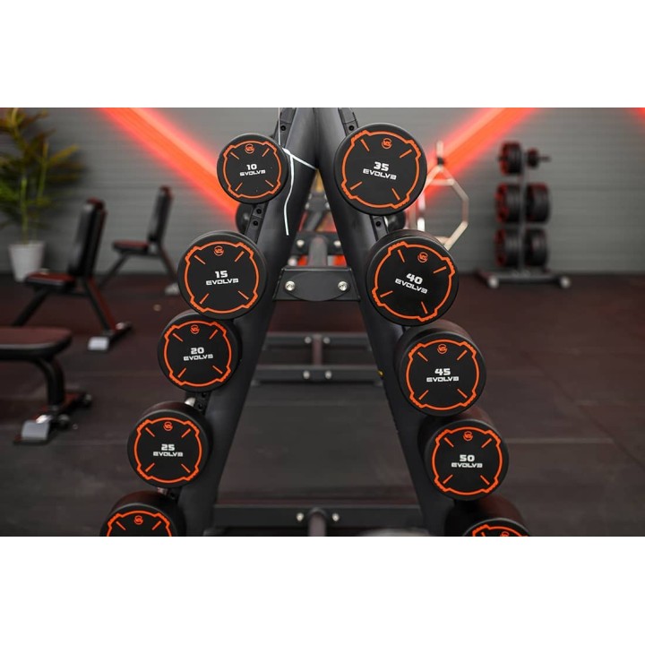 Evolve uretaninių fiksuotų, lenktų štangų rinkinys: 10 kg - 55 kg (EV-FB-UC-10-55)