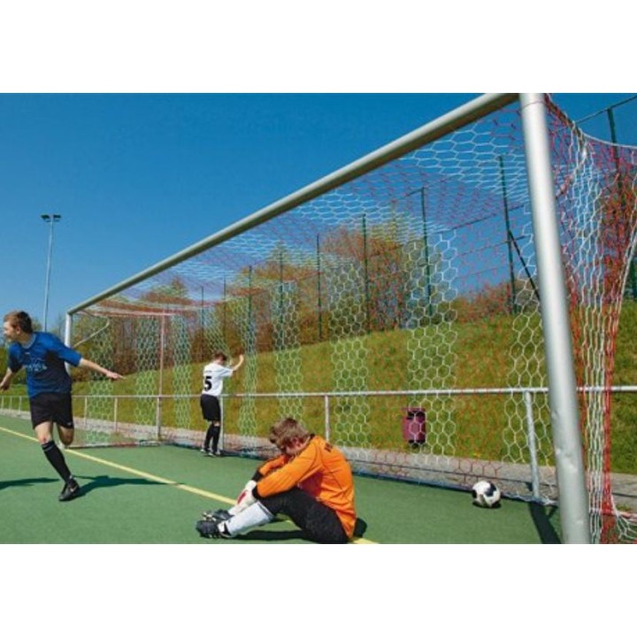 Manfred Huck dvispalvis futbolo vartų tinklas 3.5 mm 7.32 x 2.45 m 200 x 200 cm šešiakampis raštas