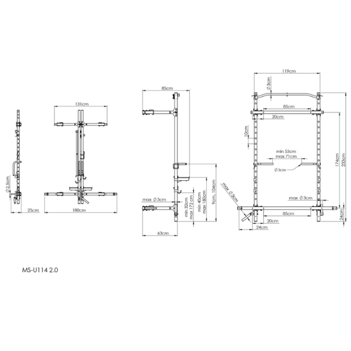 Marbo Sport MS-U114 2.0 prie sienos tvirtinamas sulankstomas narvas
