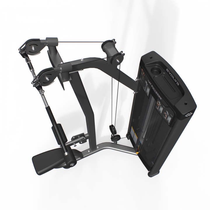 Evolve Ultra serijos selektorizuotas vertikalios traukos (Lat Pulldown) treniruoklis
