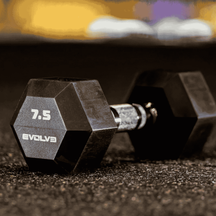 Evolve TPU šešiakampiai HEX uretaniniai hanteliai 1 - 50 kg (EV-DB-HX)