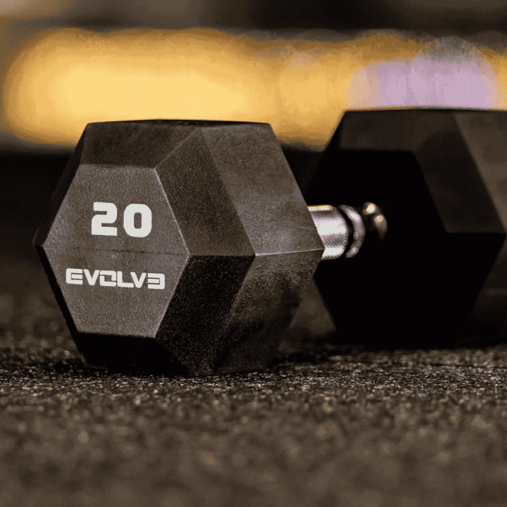 Evolve TPU šešiakampiai HEX uretaniniai hanteliai 1 - 50 kg (EV-DB-HX)