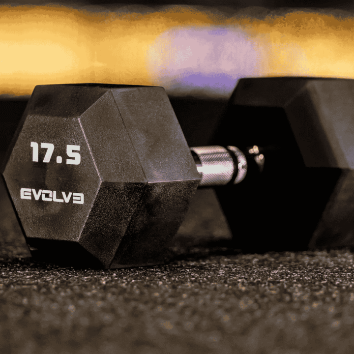 Evolve TPU šešiakampiai HEX uretaniniai hanteliai 1 - 50 kg (EV-DB-HX)