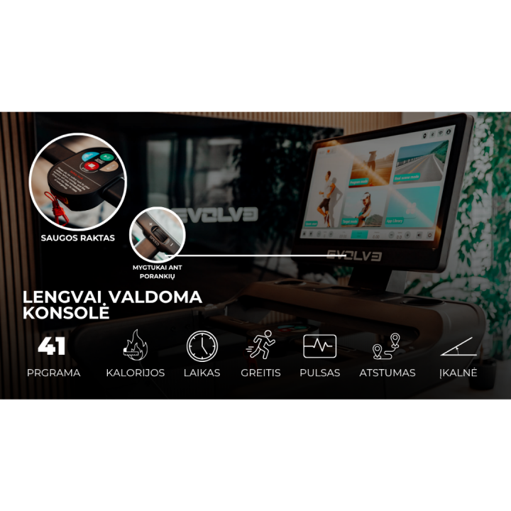 Evolve bėgimo takelis su 23,8'' TFT konsole (EV-TM-HT-300-TFT)