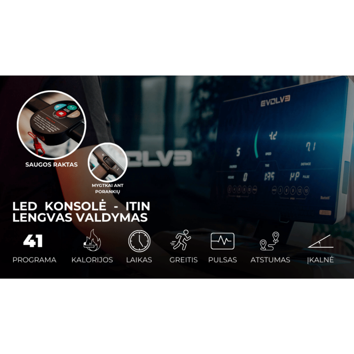 Evolve bėgimo takelis su 300 LED konsole, TM-HT-300-LED