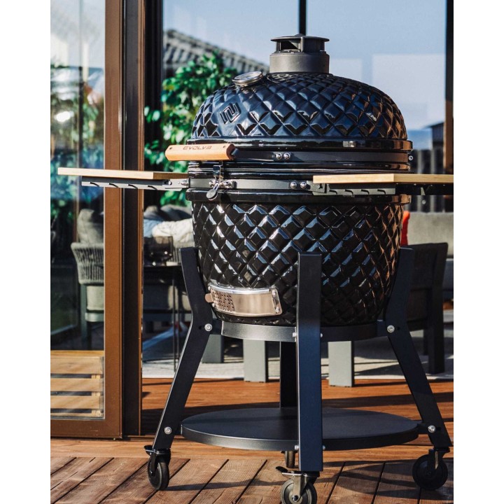 Evolve Kamado Ultra Series The Beauty + Bambukiniai Šoniniai Staliukai + Premium Vėžimėlis + Šefo Combo (EV-KG-UL-GL-CC-BT)