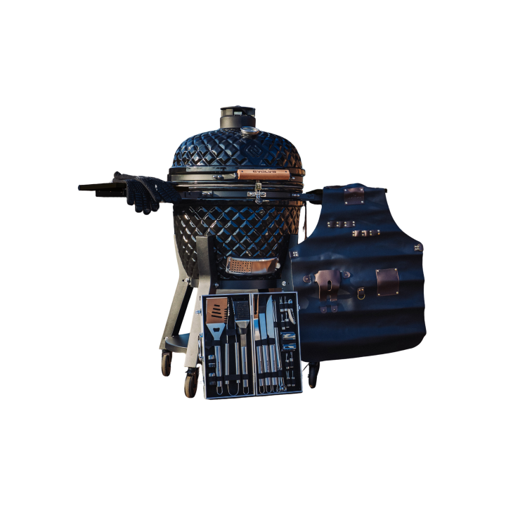 Evolve Kamado Ultra Series The Beauty + HDPE Šoniniai Staliukai + Premium Vežimėlis + Šefo Combo (EV-KG-UL-GL-CC-PT)