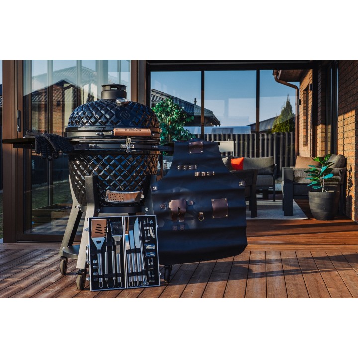 Evolve Kamado Ultra Series The Beauty + HDPE Šoniniai Staliukai + Premium Vežimėlis + Šefo Combo (EV-KG-UL-GL-CC-PT)