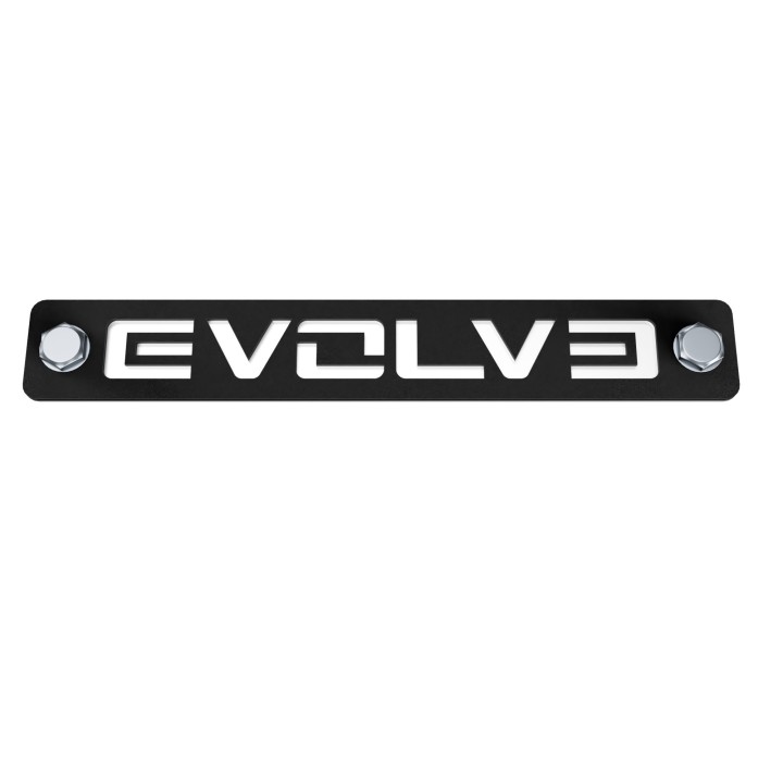 Evolve nerūdijančio plieno maža logotipo plokštelė (EV-AT-LP-050)