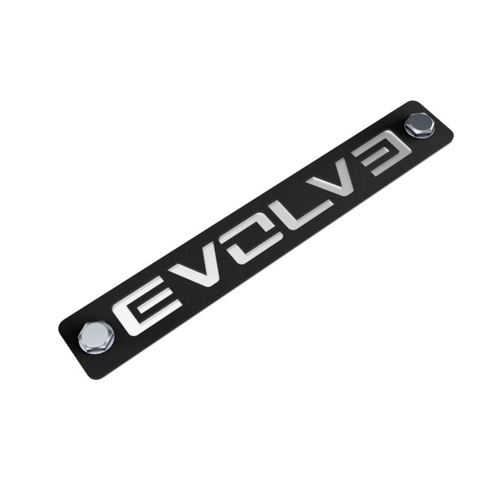 Evolve nerūdijančio plieno maža logotipo plokštelė (EV-AT-LP-050)